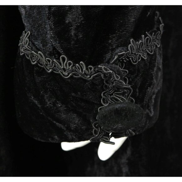 Vintage Y2K JEANNIE NITRO Black Velvet Whimsy Gothic Cloak Long Jacket sz M /005 - Picture 7 of 11